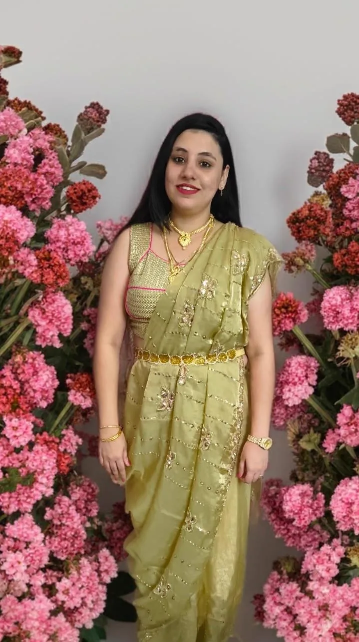 Butter Silk Gold Tissue Saree with Cut Work Maggam Butterflies, photograph 3